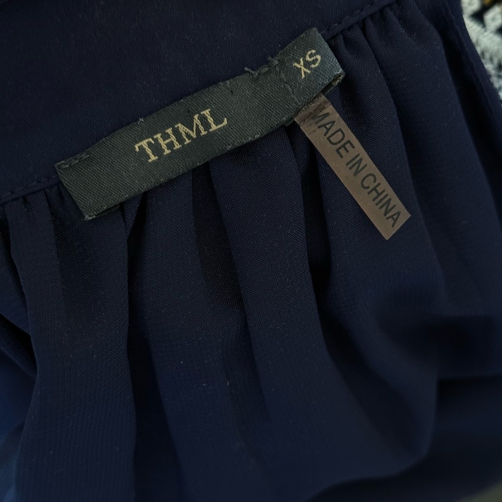 THML Midnight Blue Halter Women’s Dress with Decorative Trim XS - Picture 6 of 8